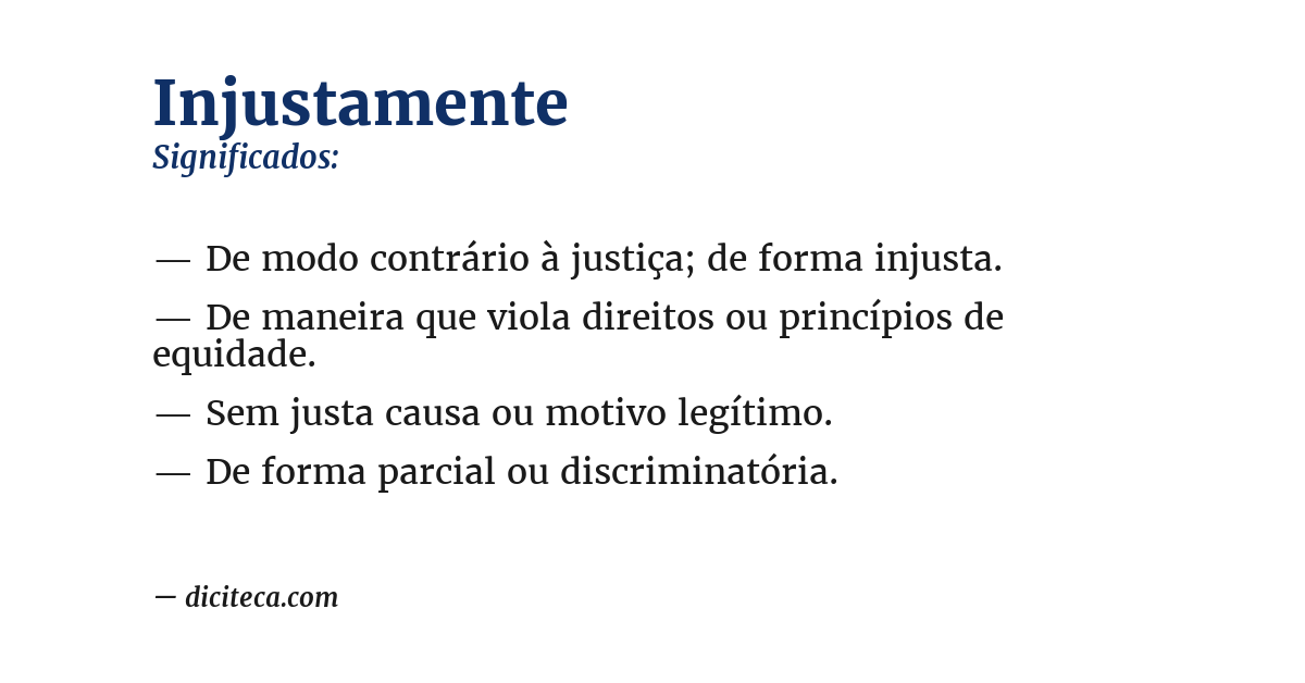 Significado de injustamente