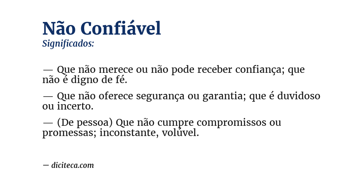 Significado de não confiável