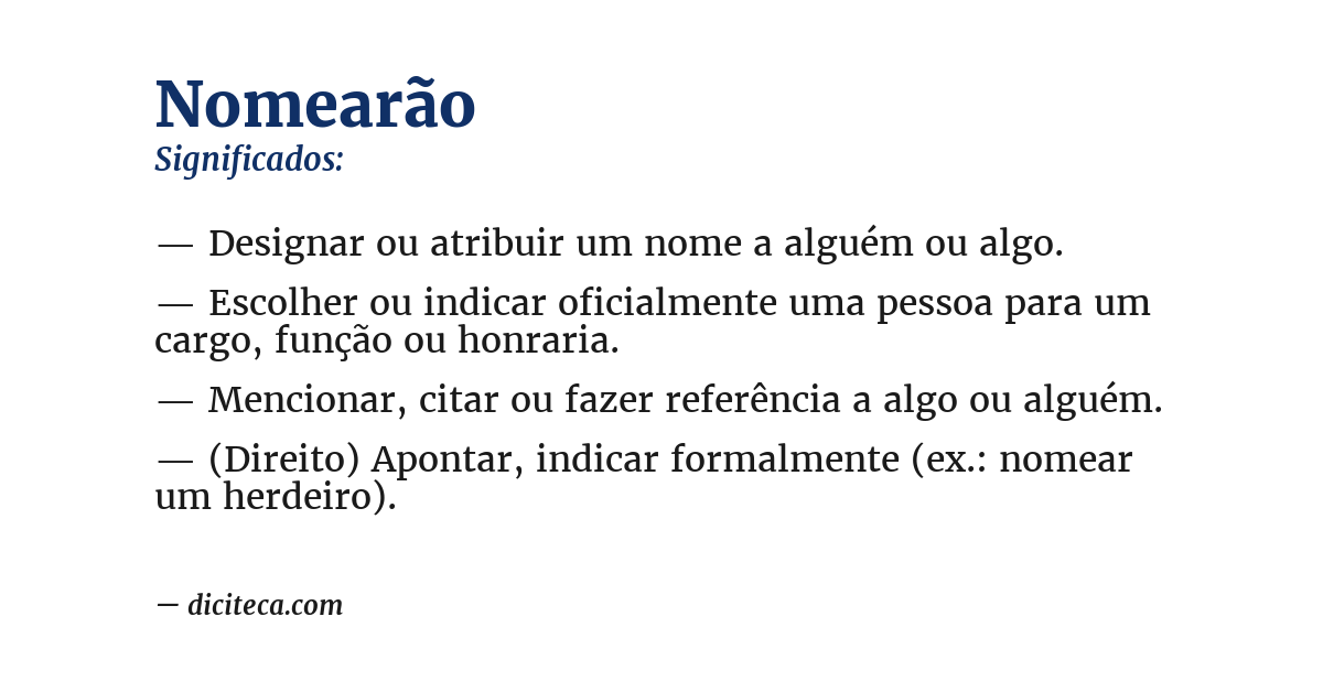 Significado de nomearão