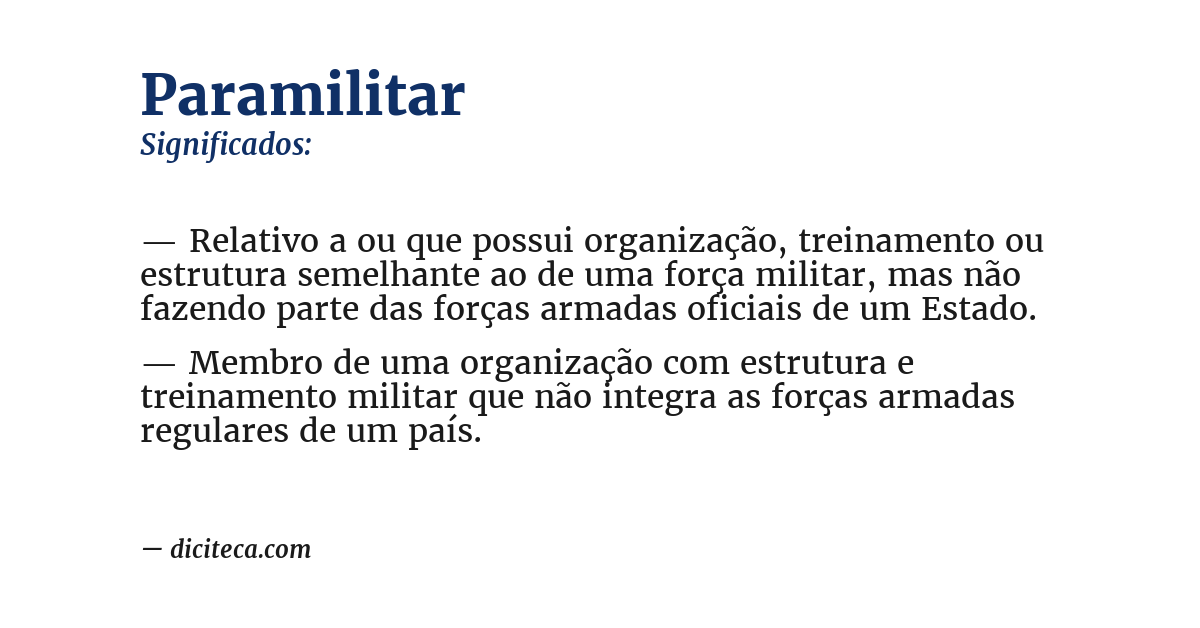 Significado de paramilitar