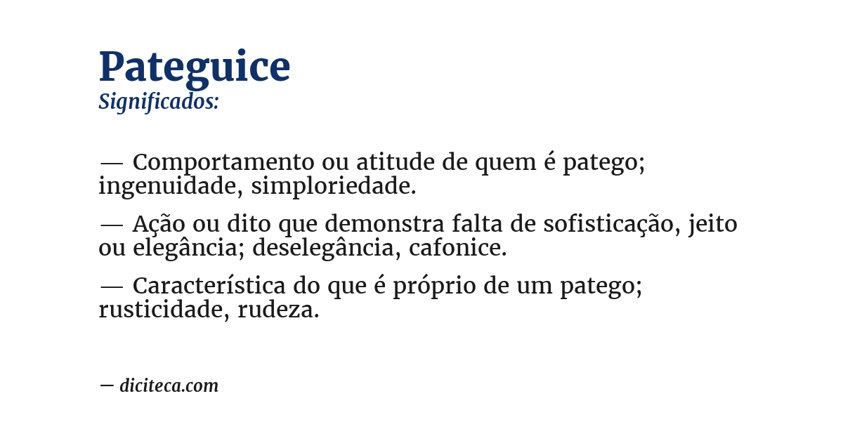 Significado de pateguice