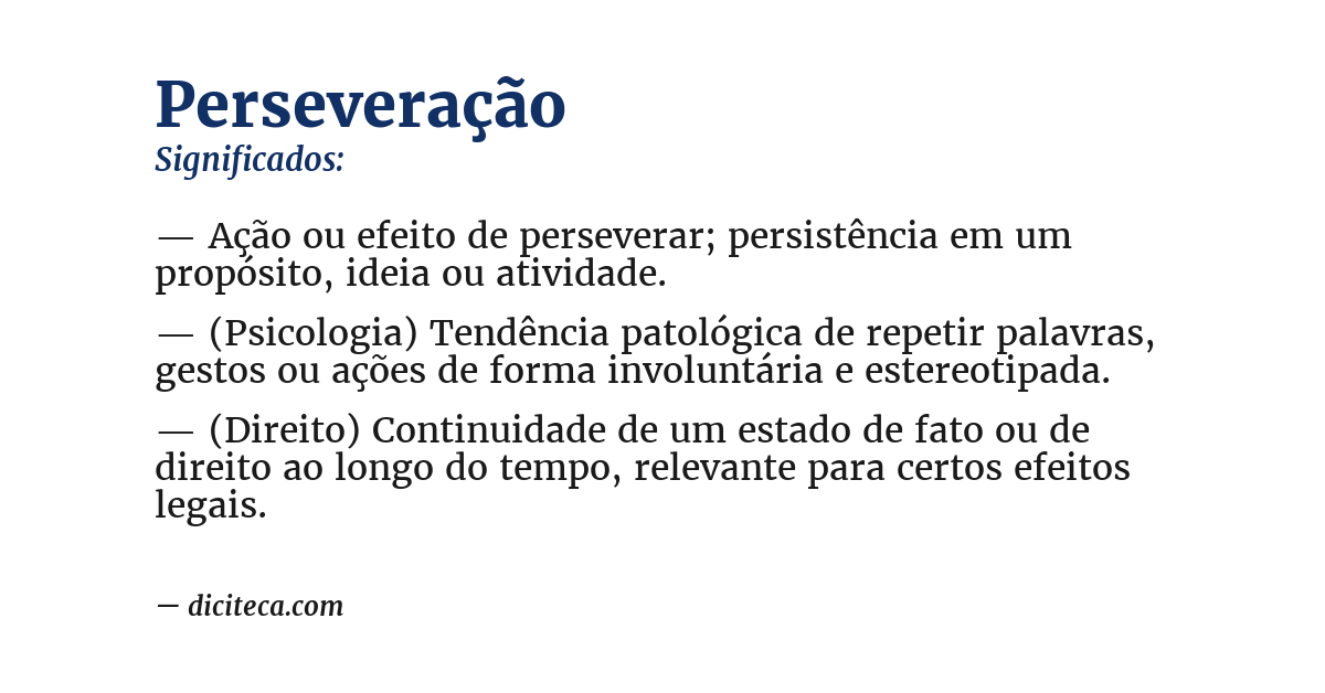 Significado de perseveração