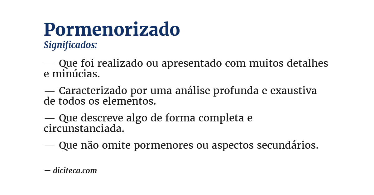 Significado de pormenorizado