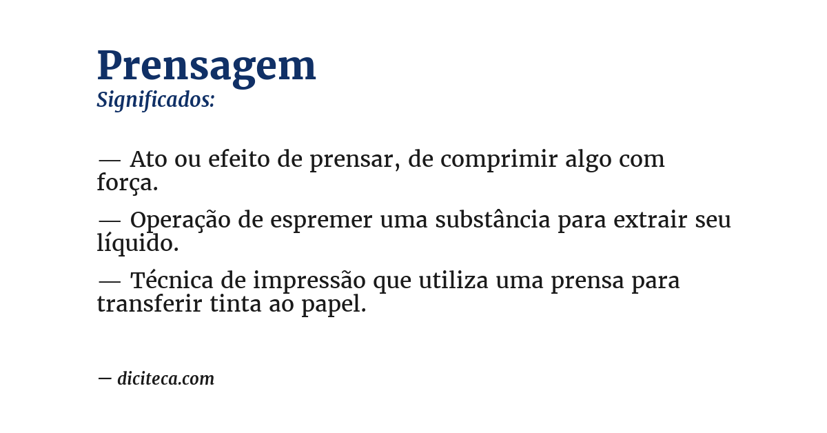 Significado de prensagem