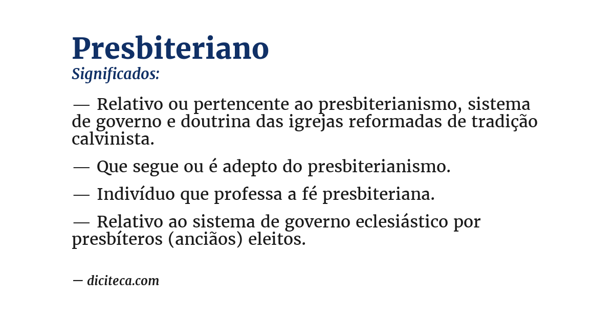Significado de presbiteriano