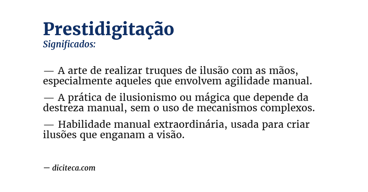 Significado de prestidigitação