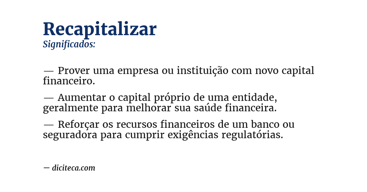 Significado de recapitalizar
