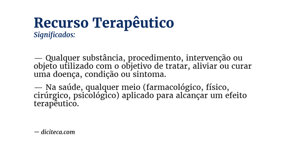 Significado de recurso terapêutico