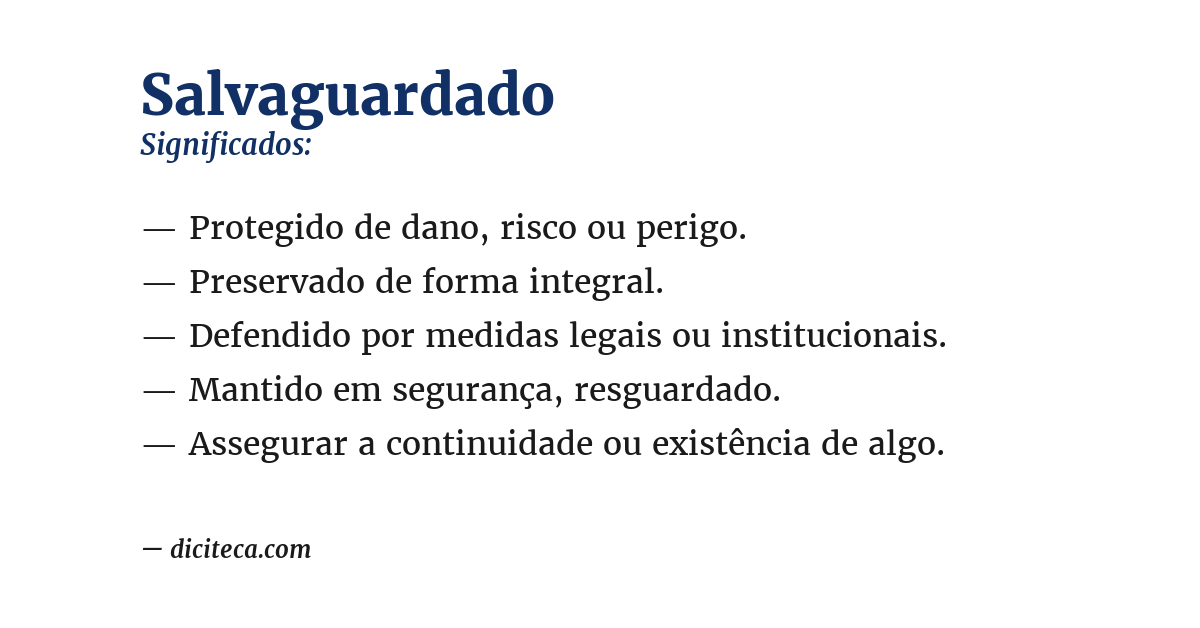 Significado de salvaguardado