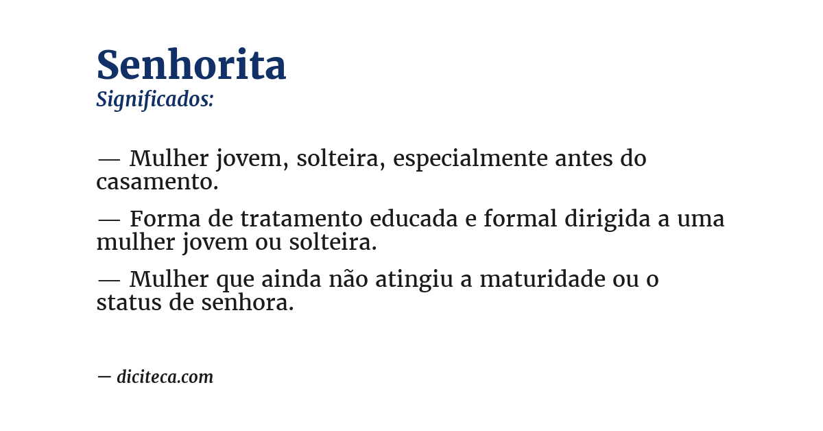 Significado de senhorita