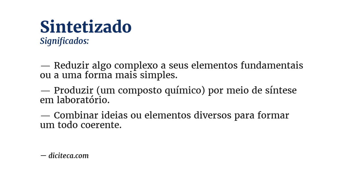 Significado de sintetizado