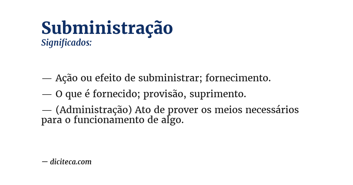 Significado de subministração