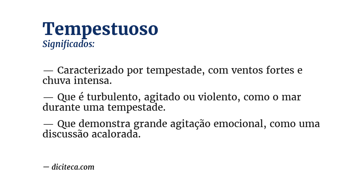 Significado de tempestuoso