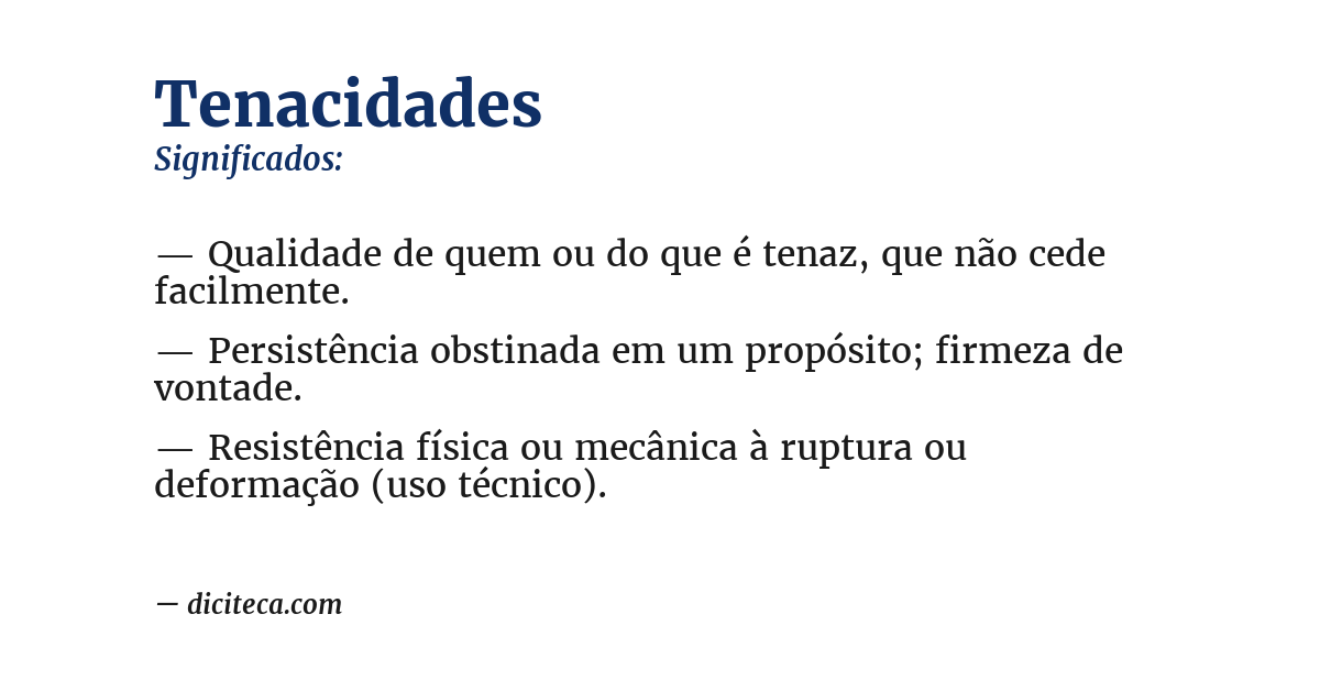 Significado de tenacidades