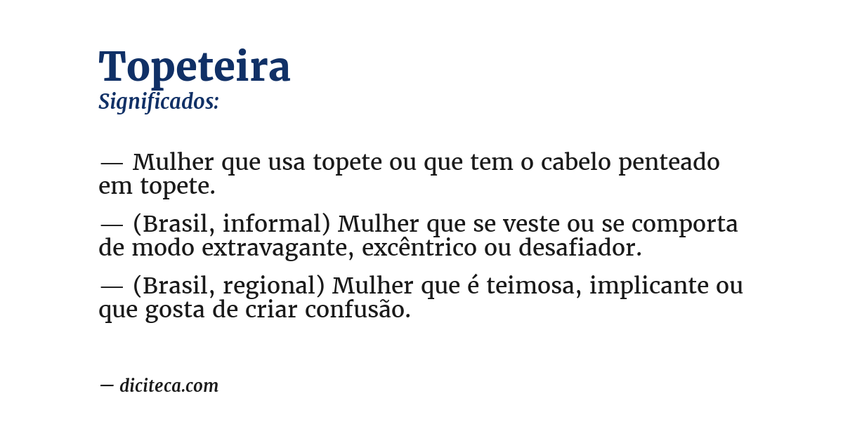 Significado de topeteira