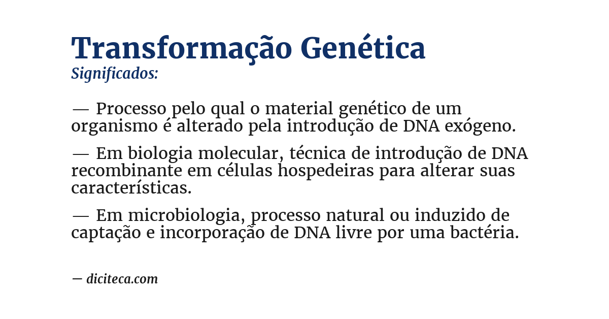 Significado de transformação genética