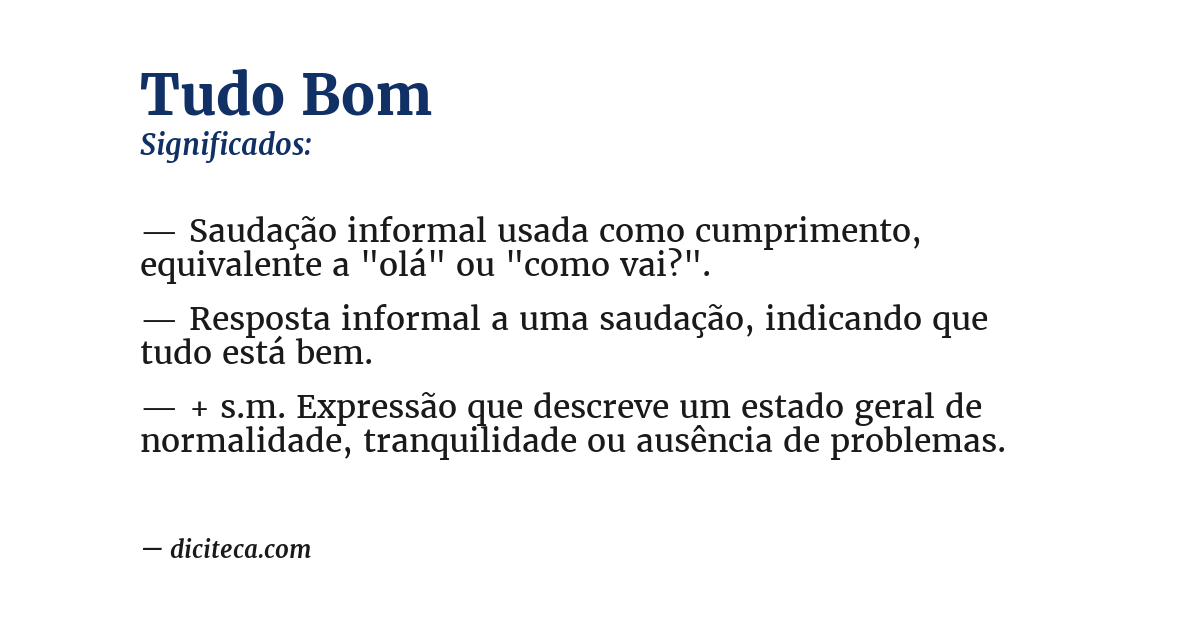 Significado de tudo bom