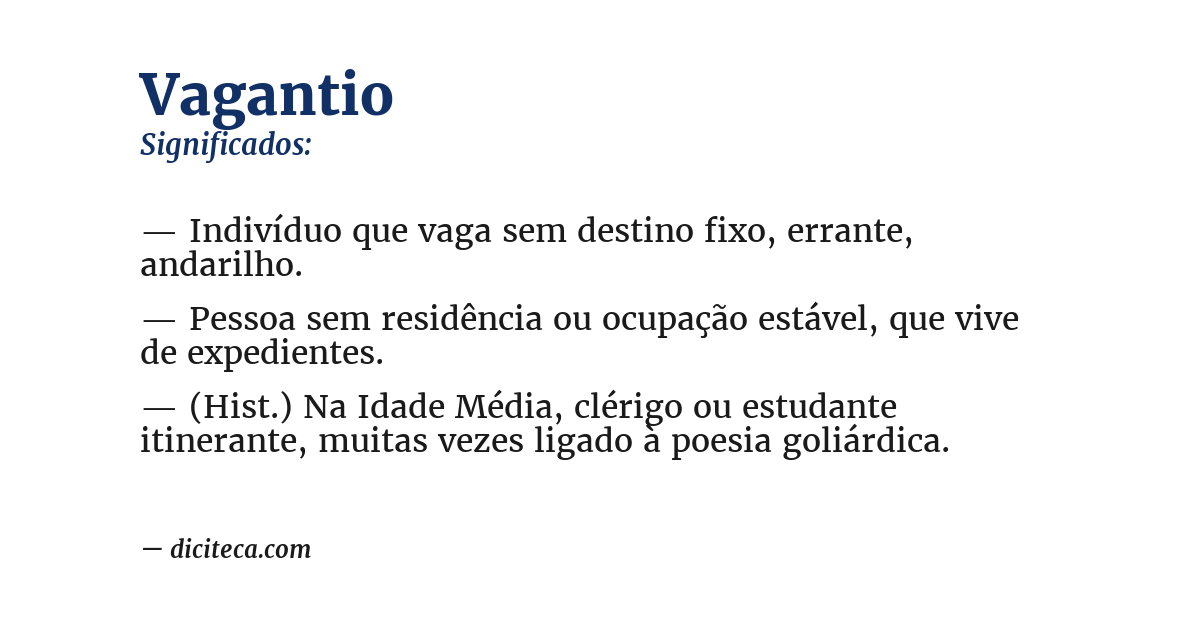 Significado de vagantio