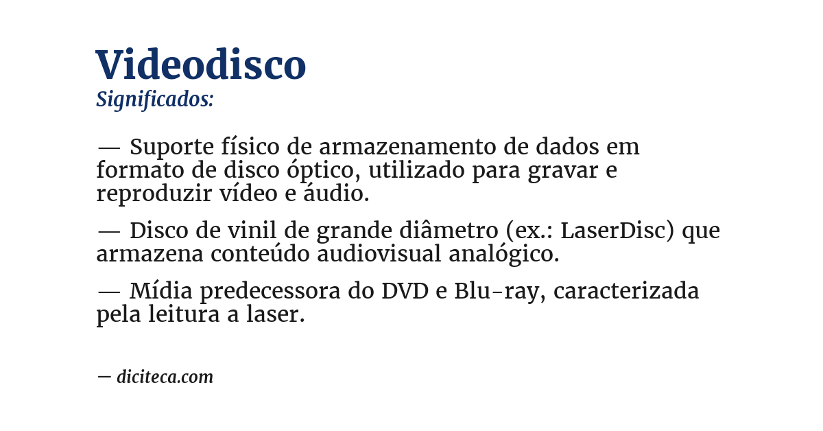 Significado de videodisco