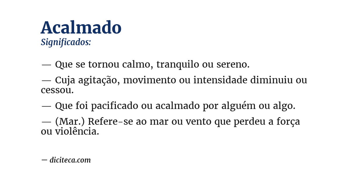 Significado de acalmado