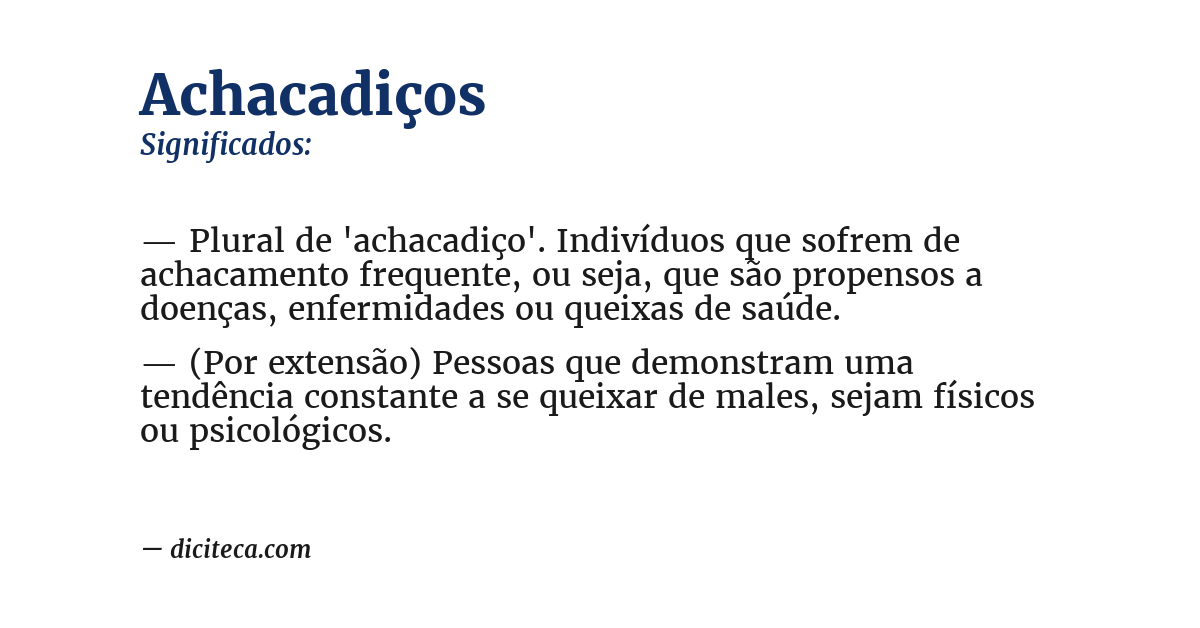 Significado de achacadiços