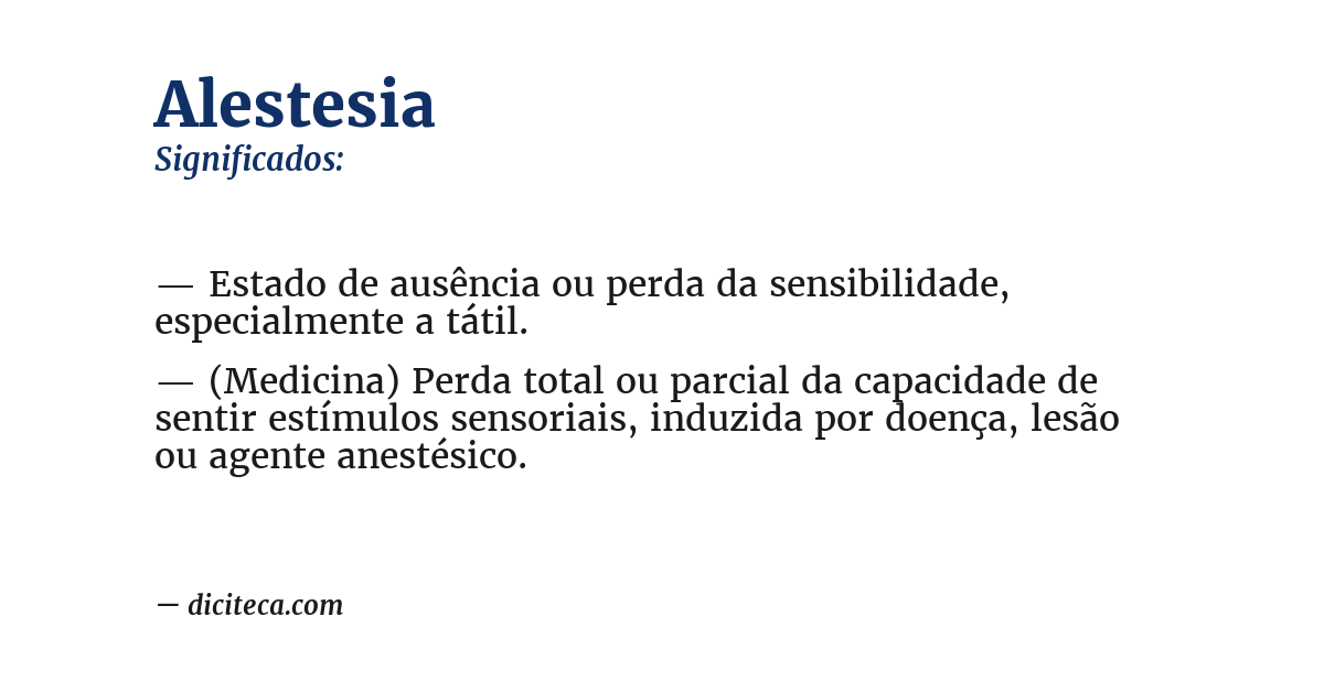 Significado de alestesia