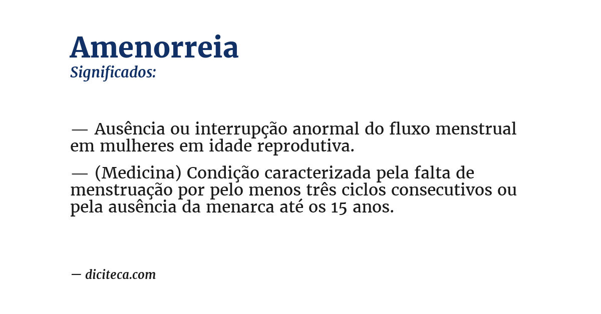 Significado de amenorreia