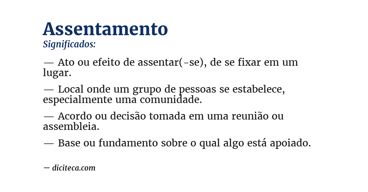 Significado de assentamento