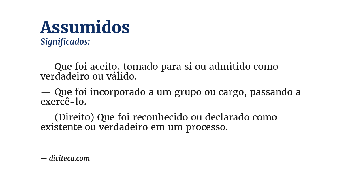 Significado de assumidos