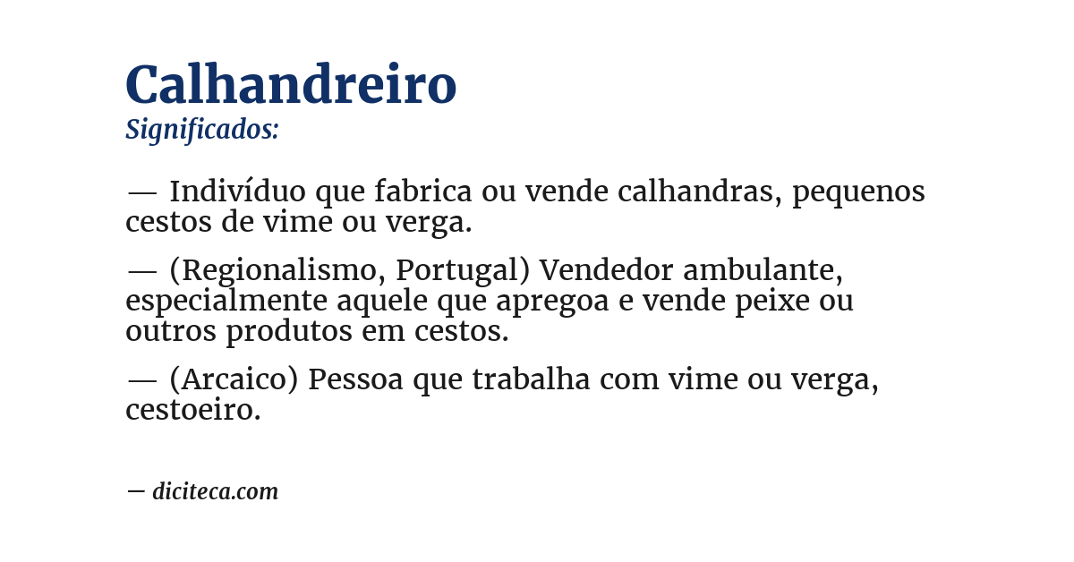 Significado de calhandreiro