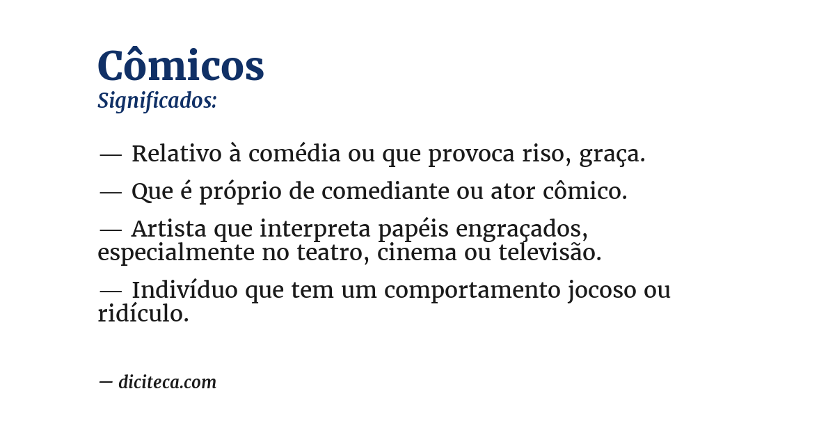 Significado de cômicos