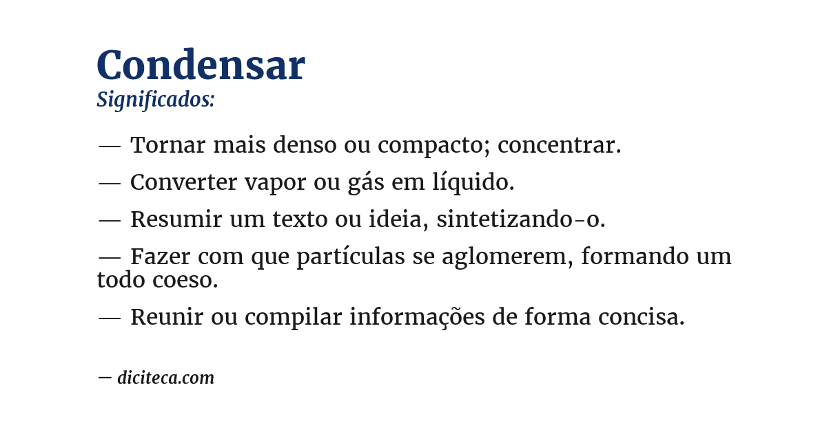 Significado de condensar