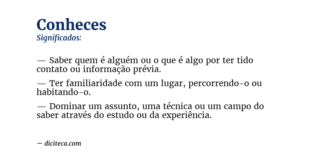 Significado de conheces