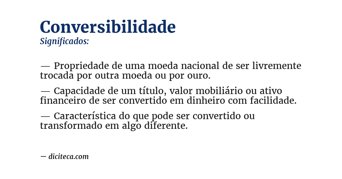 Significado de conversibilidade
