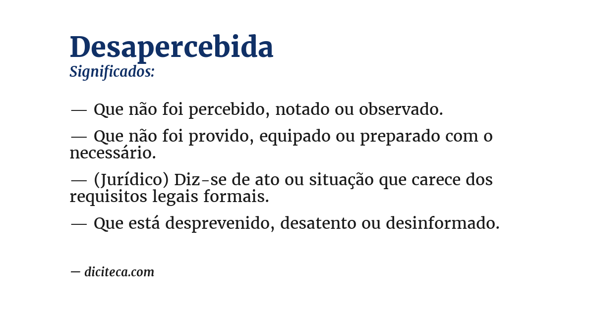Significado de desapercebida