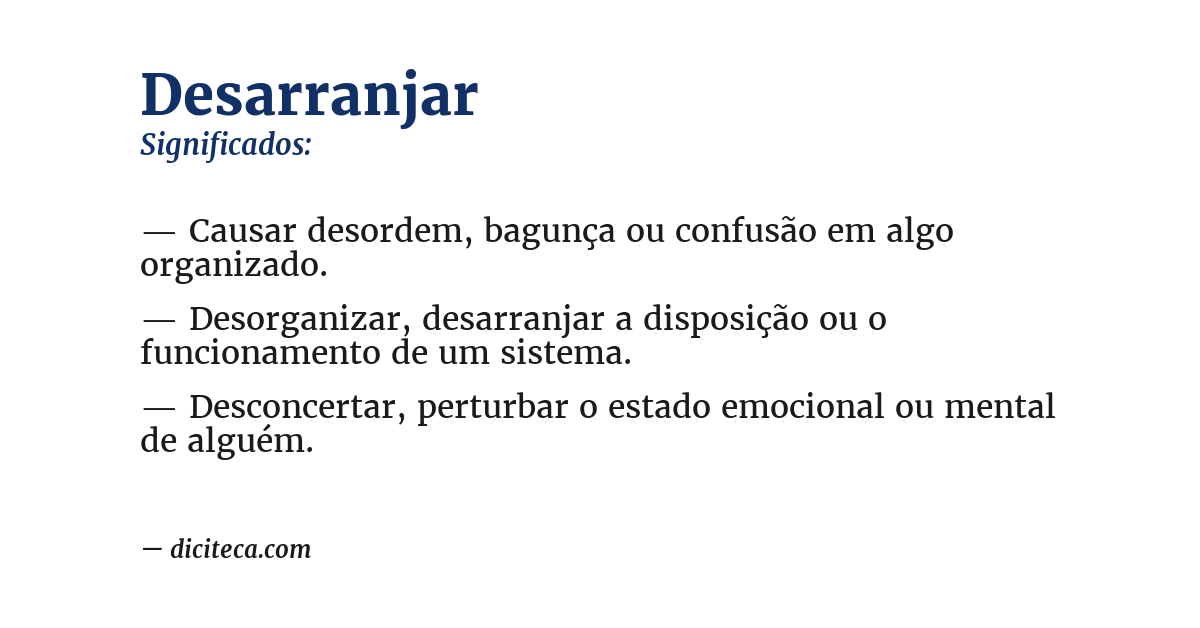 Significado de desarranjar