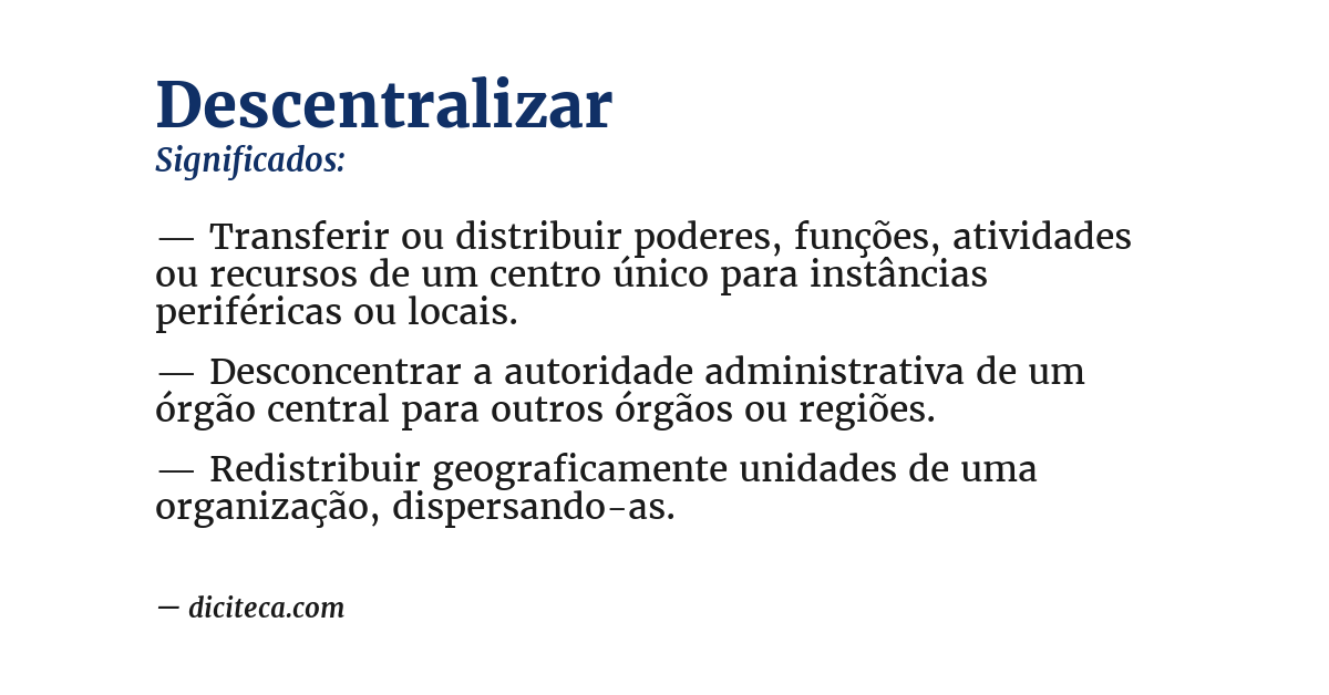 Significado de descentralizar