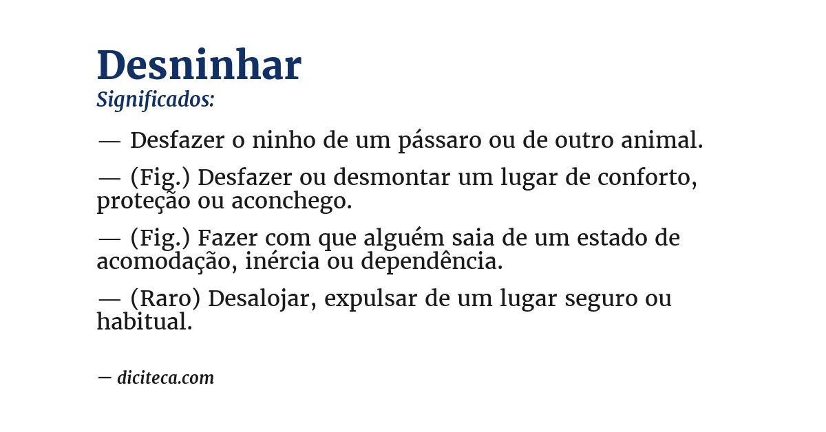 Significado de desninhar