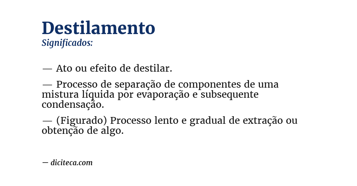 Significado de destilamento