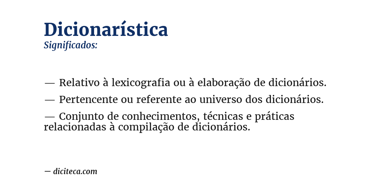 Significado de dicionarística