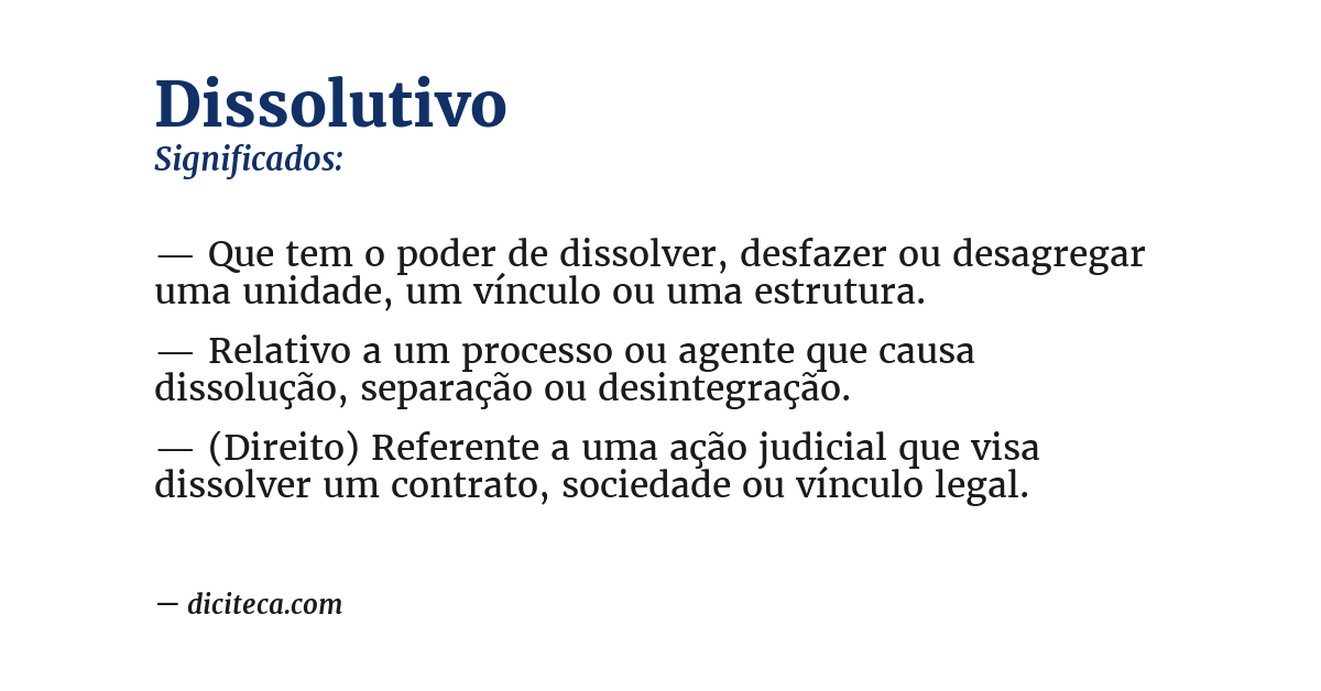 Significado de dissolutivo