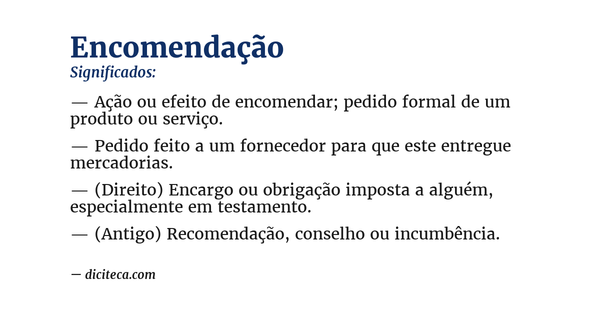 Significado de encomendação