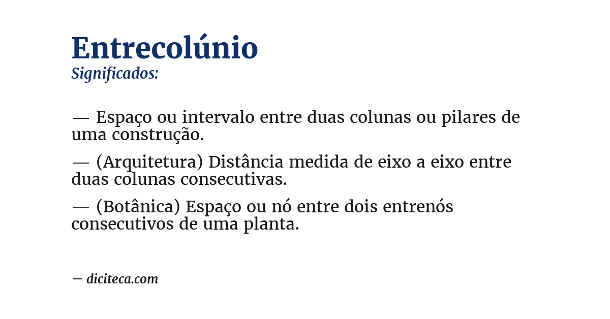Significado de entrecolúnio