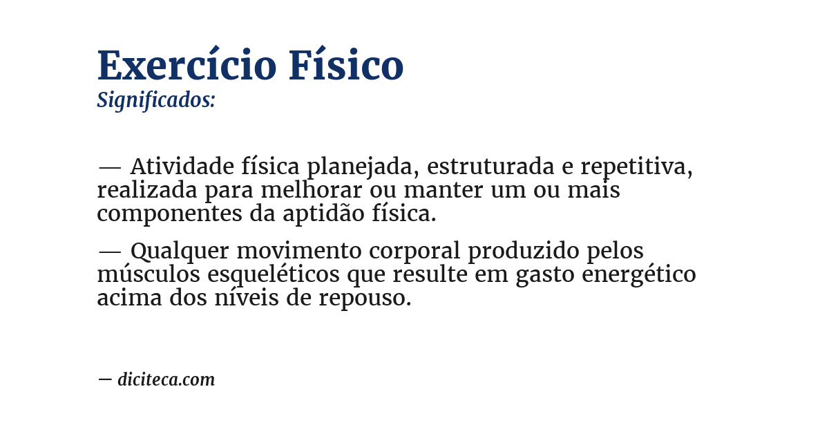Significado de exercício físico