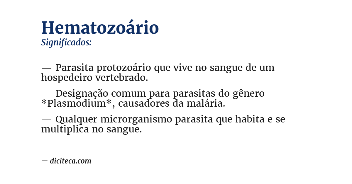 Significado de hematozoário