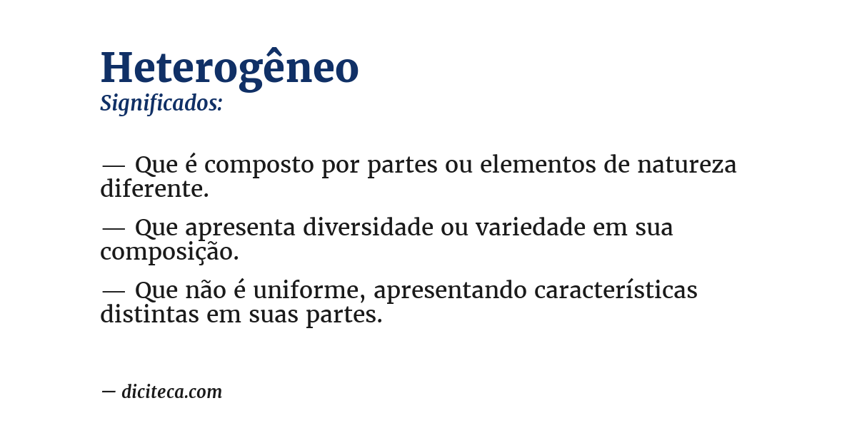 Significado de heterogêneo