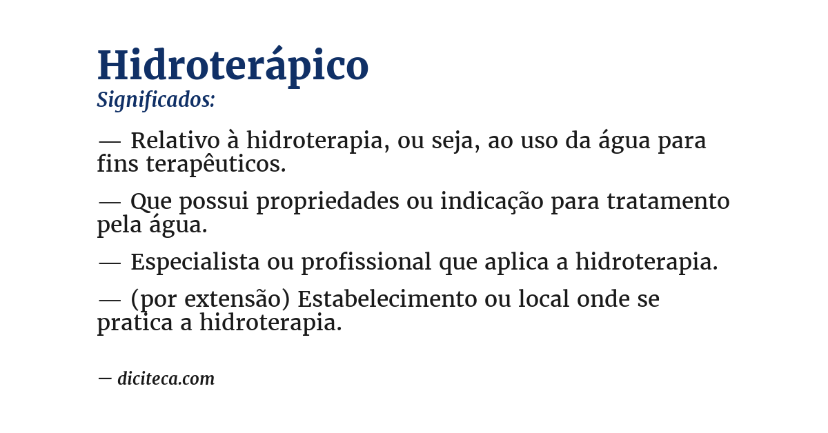 Significado de hidroterápico