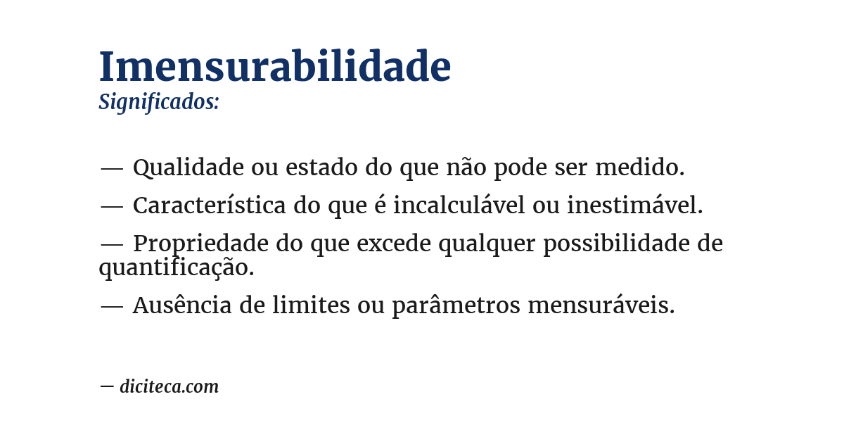 Significado de imensurabilidade