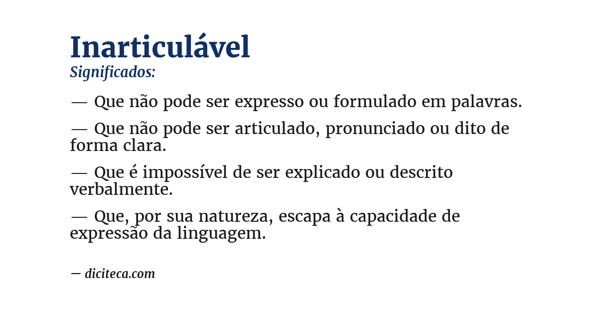Significado de inarticulável