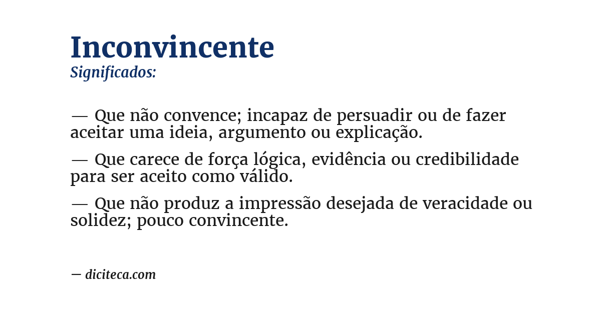 Significado de inconvincente